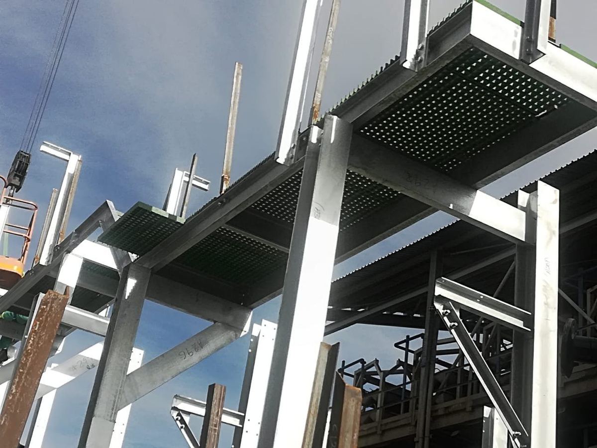 Structural steel platework on a plant